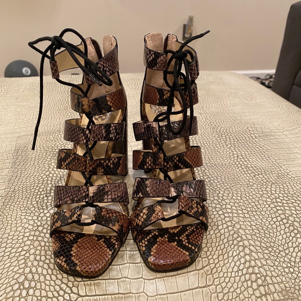Printed snake print sandals/booties